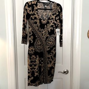 Brand new, Donna Morgan, beautiful, black and gold dress, with tags, size 8
